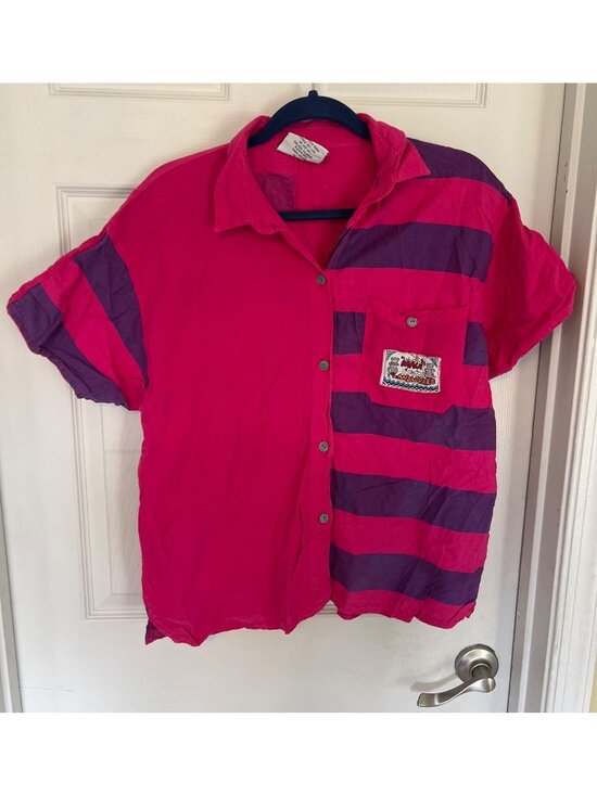 International Outlook Tops - Vintage 80's International Outlook Color Block Button Down Shirt Large